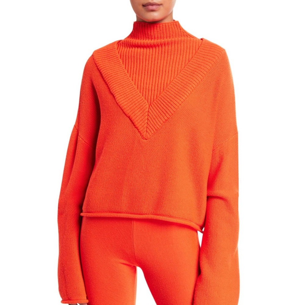 Victor Glemaud Bold Orange mock neck sweater.